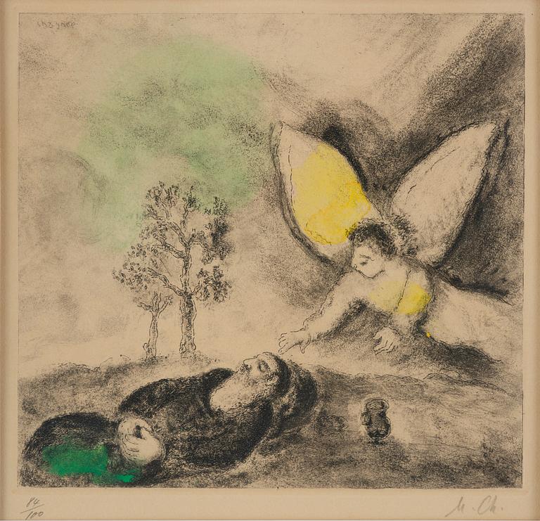 Marc Chagall, "Élie Touché par un Ange", from "La Bible".