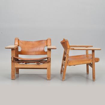 FÅTÖLJER, ett par, "Spanska stolen", Börge Mogensen för Fredericia Stolefabrik, Danmark.