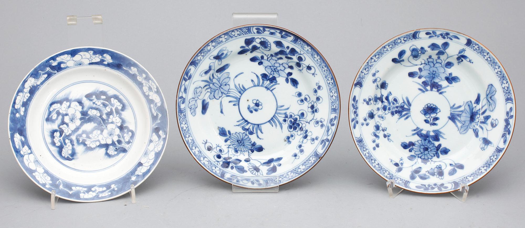 ASSIETTER, 8 st, kompaniporslin, främst Qianlong, 1700-tal.