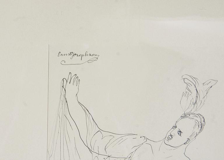 JOSEPHSON, ERNST. Tuschteckning, sign.