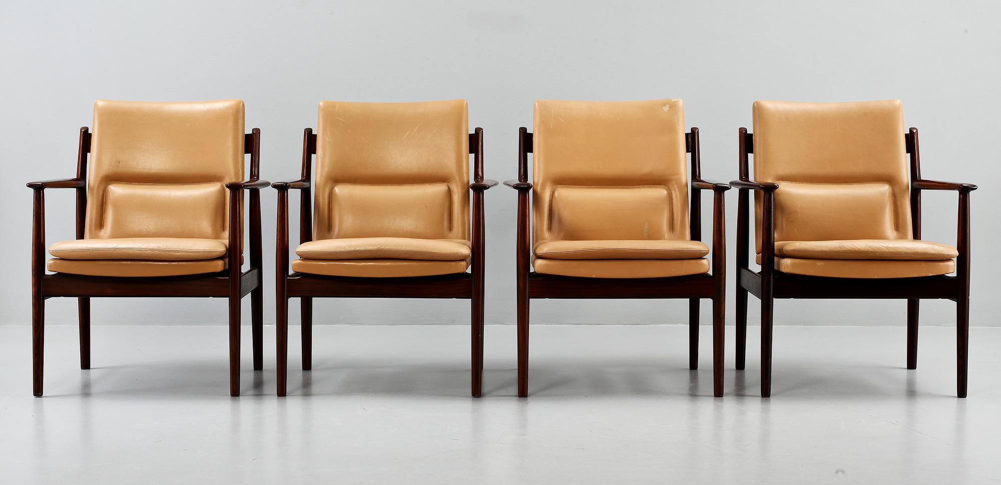 STOLAR, 4 st, "Modell 431", Arne Vodder, Sibast Furniture, Danmark, 1900-talets andra hälft.