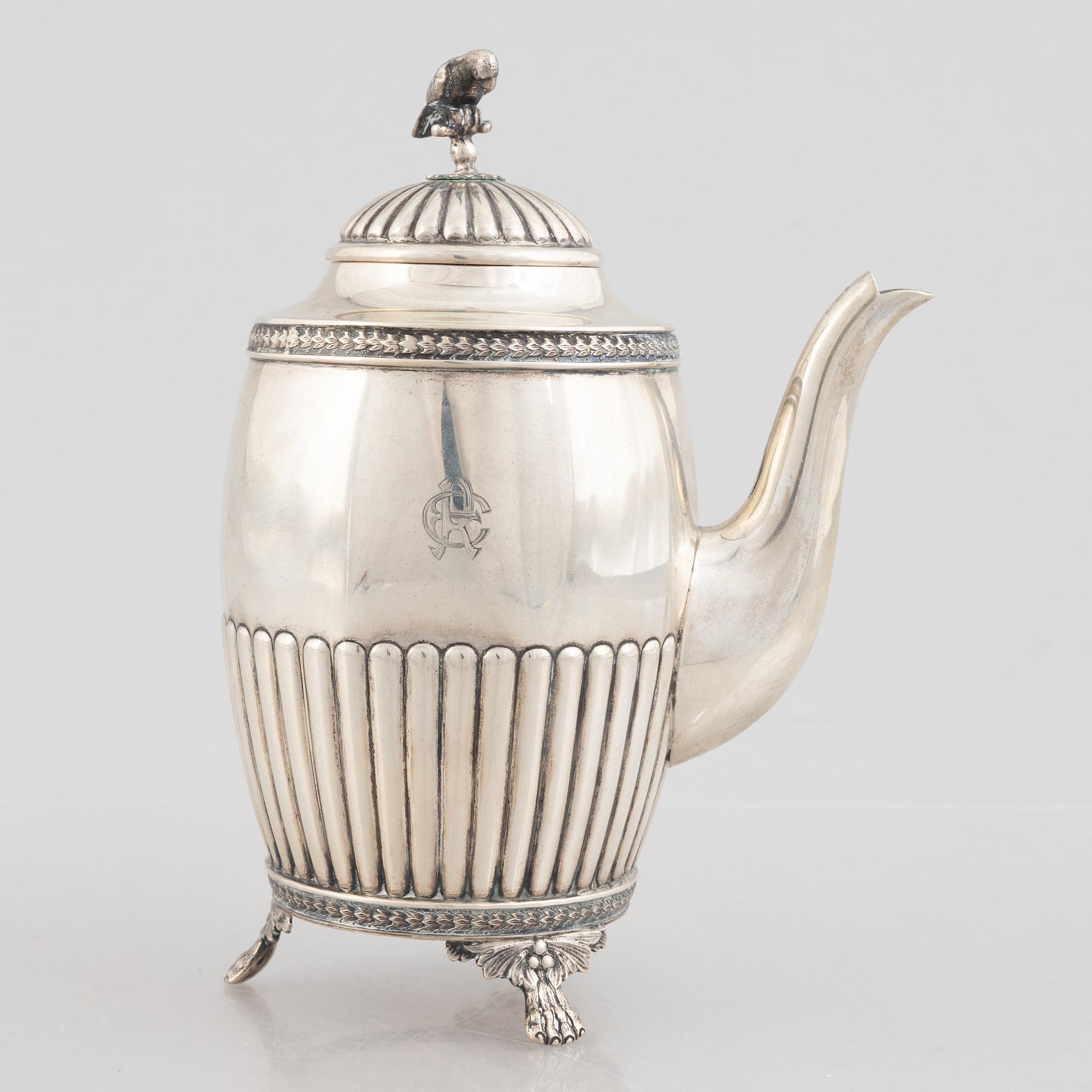 Coffee pot, silver, Empire style, CG Hallberg Stockholm, 1932.