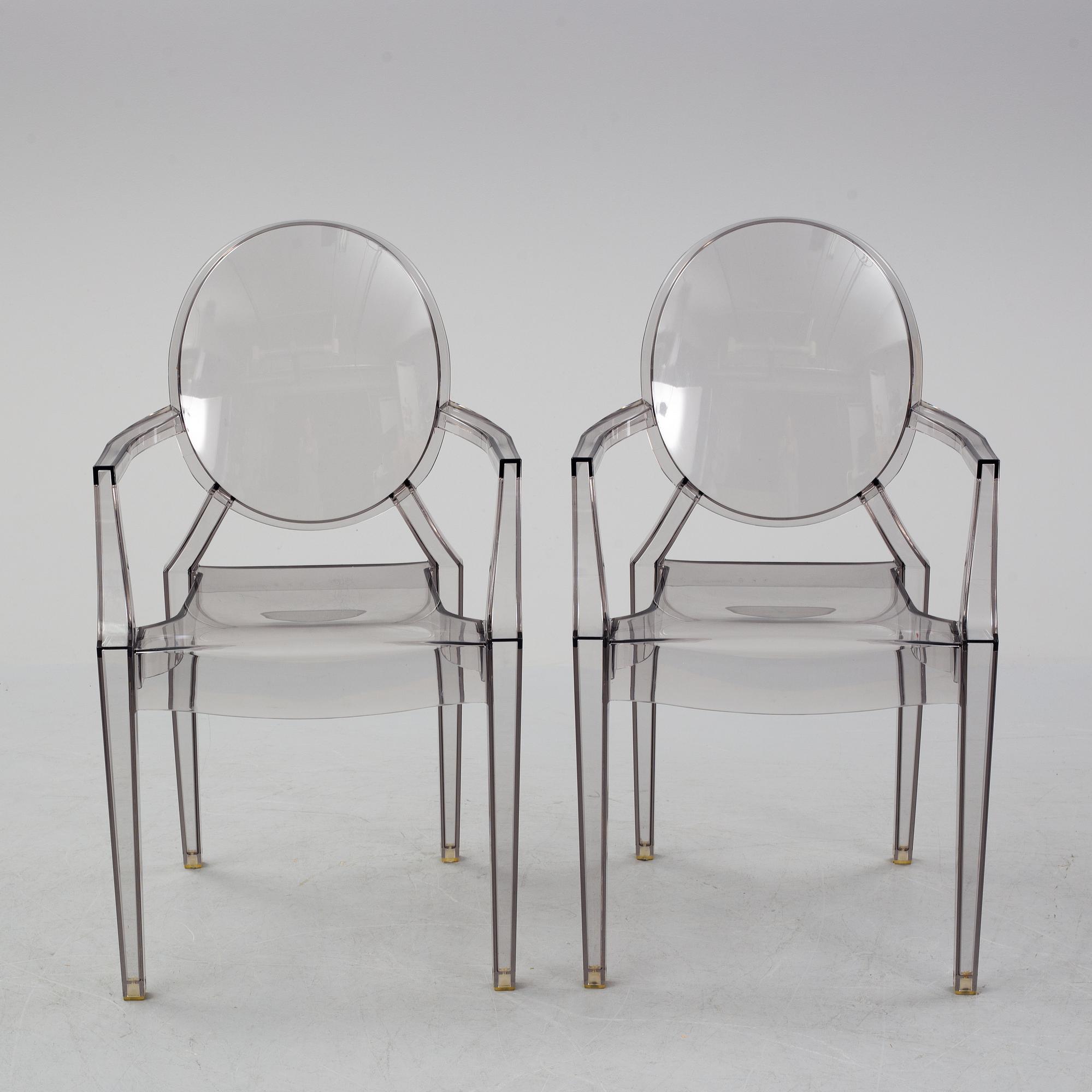Philippe Starck, stolar ett par, "Louis Ghost", Kartell, formgiven 2002.