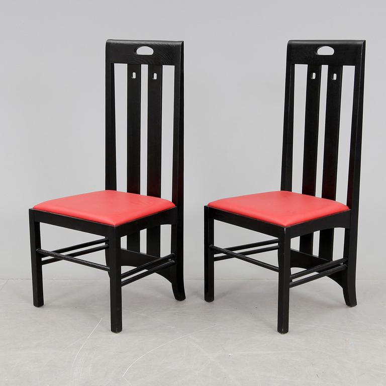 STOLAR, ett par, efter Charles Rennie Mackintosh, modell "Ingram low" 1900/2000-tal.