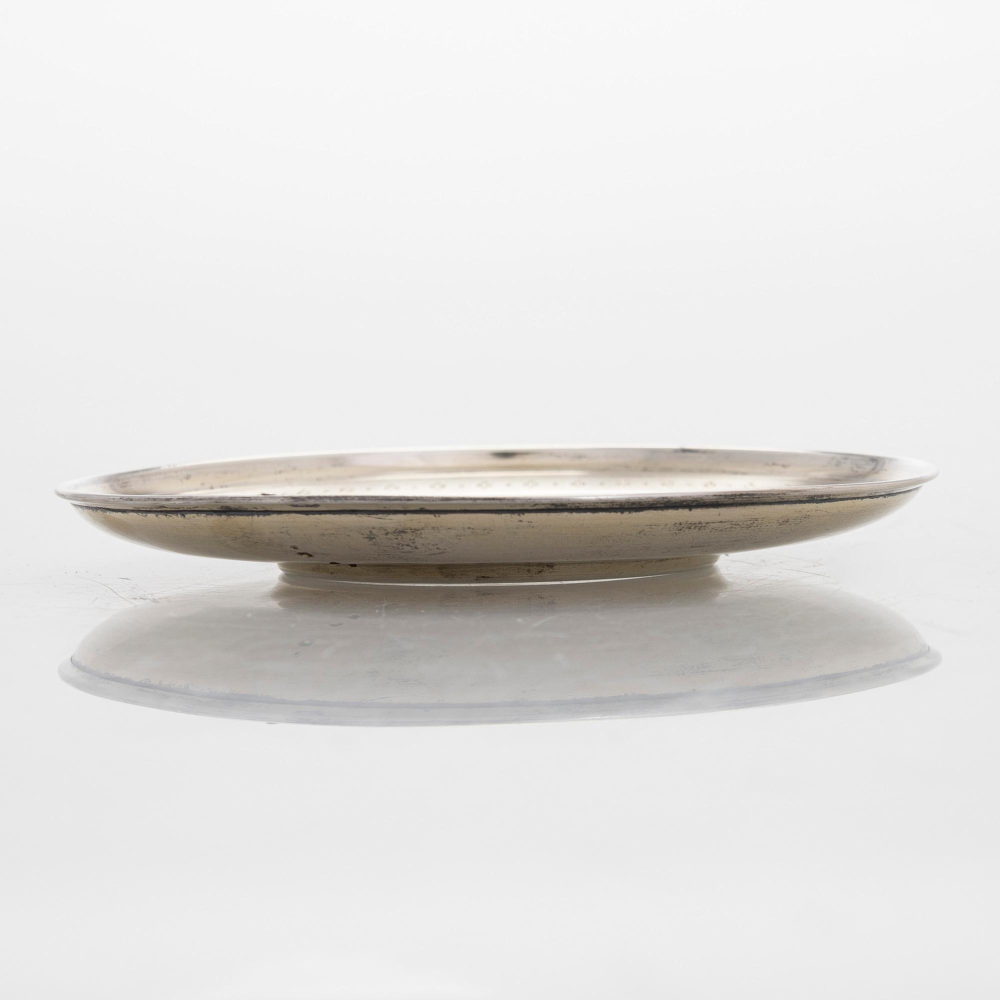 Philippe Berthier, bägare med fat, silver (.950), diamanter, Paris, 1800-talets mitt.