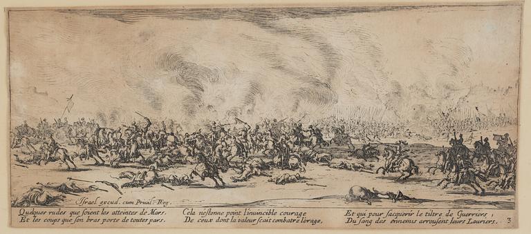 JACQUES CALLOT, the complete set of 18 etchings, 1633, second and third state mixed in the set.