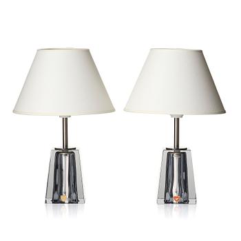 Carl Fagerlund, a pair of table lamps model "RD 1635", Orrefors, 1950s-60s.