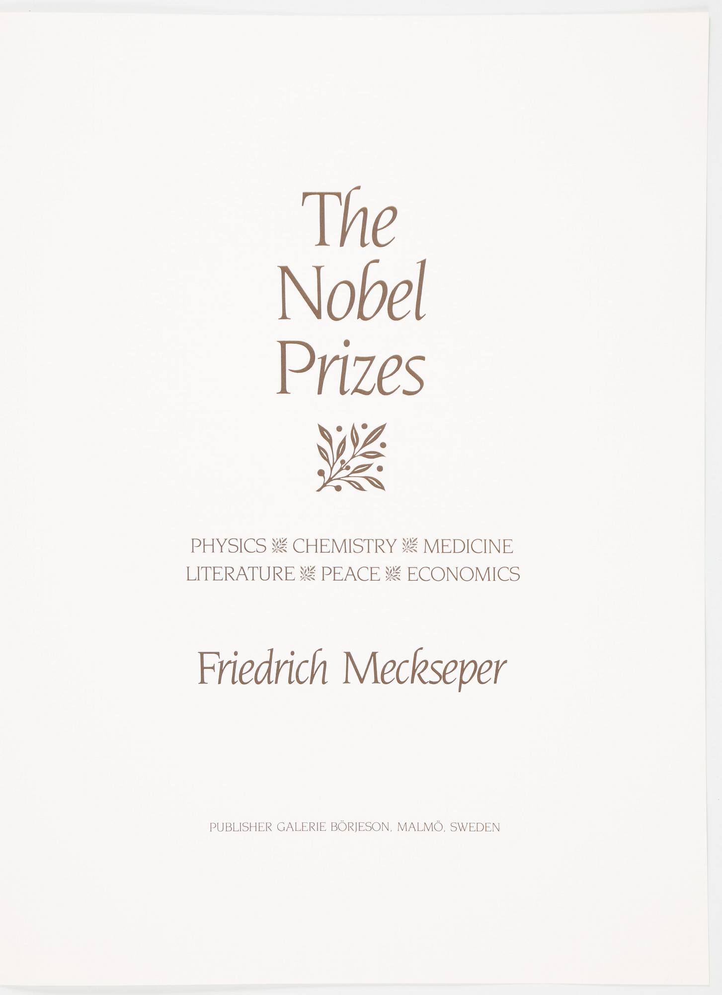 Friedrich Meckseper, "The Nobel Prizes" Portfölj med 6 etsningar.
