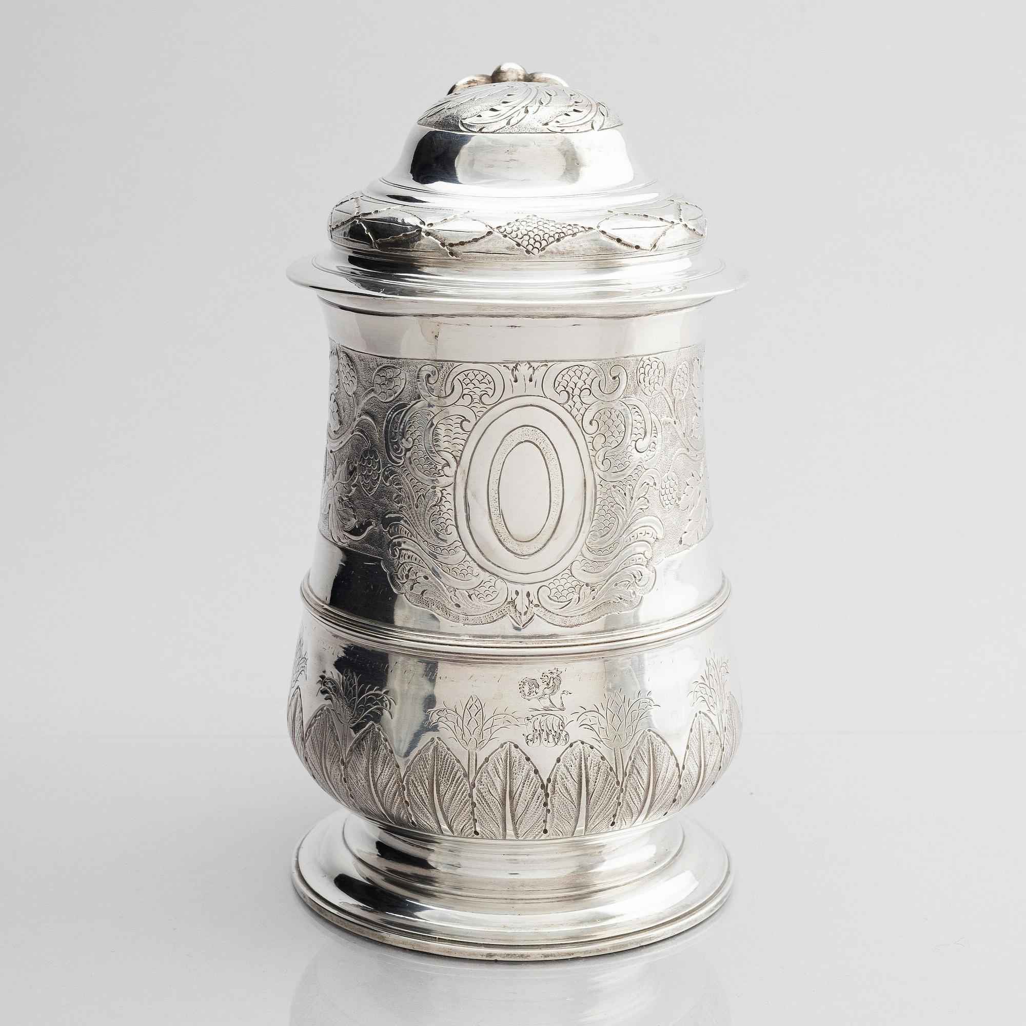 John Moore, dryckeskanna, silver, London 1759.