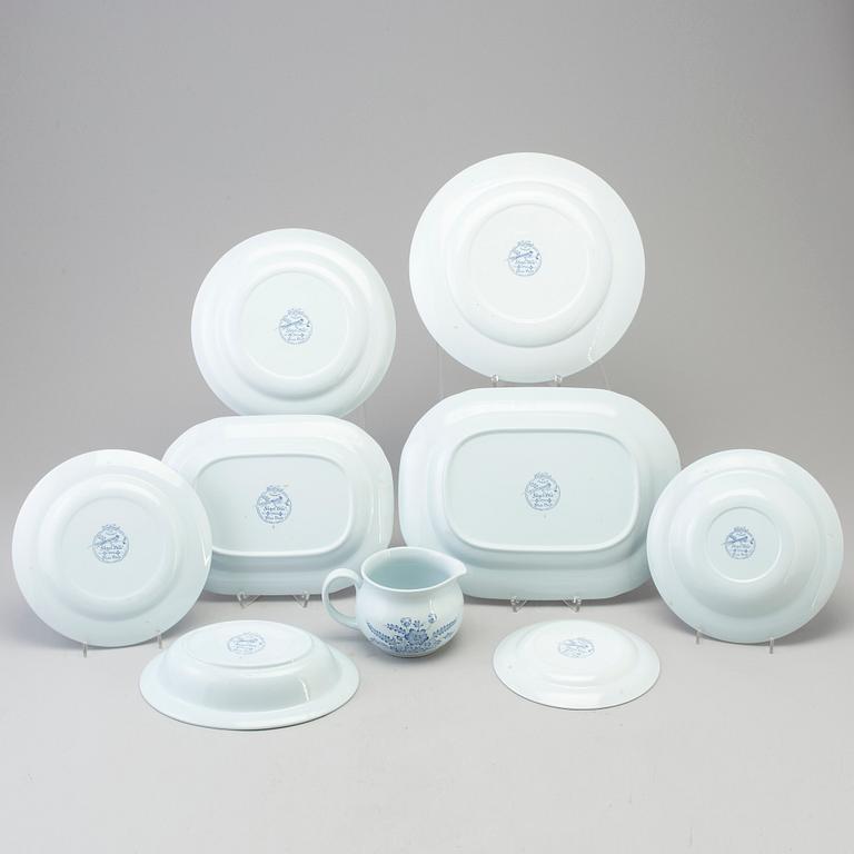 SERVISDELAR, 45 delar, flintgods, "Fågel blå", Rörstrand, 1980-tal.