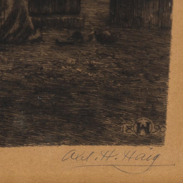 AXEL HERMAN HÄGG, Etching, 1890, signed.