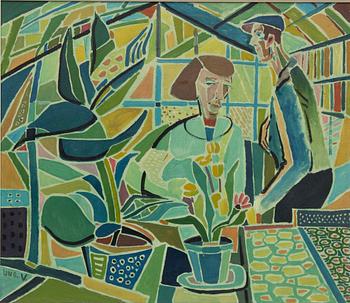 Uno Vallman, Woman and man in greenhouse.