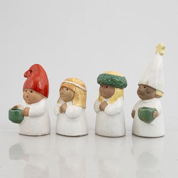 Lisa Larson, four candlesticks/figurines, 'Advent', Gustavsberg.