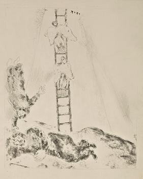Marc Chagall, "Abraham et les trois Anges"; "Jacob béni par Isaac"; "L'echelle de Jacob"; "La lutte avec l'ange", from: "La Bible".