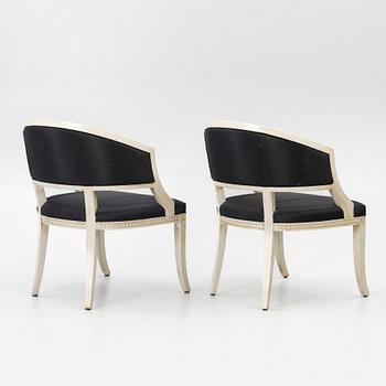 Karmstolar, ett par, sengustaviansk stil, 1900-talets andra hälft.