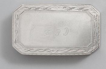 A Swedish early 19th century parcel-gilt snuff-box, makers mark of Stephan Westerstråhle, Stockholm 1808.