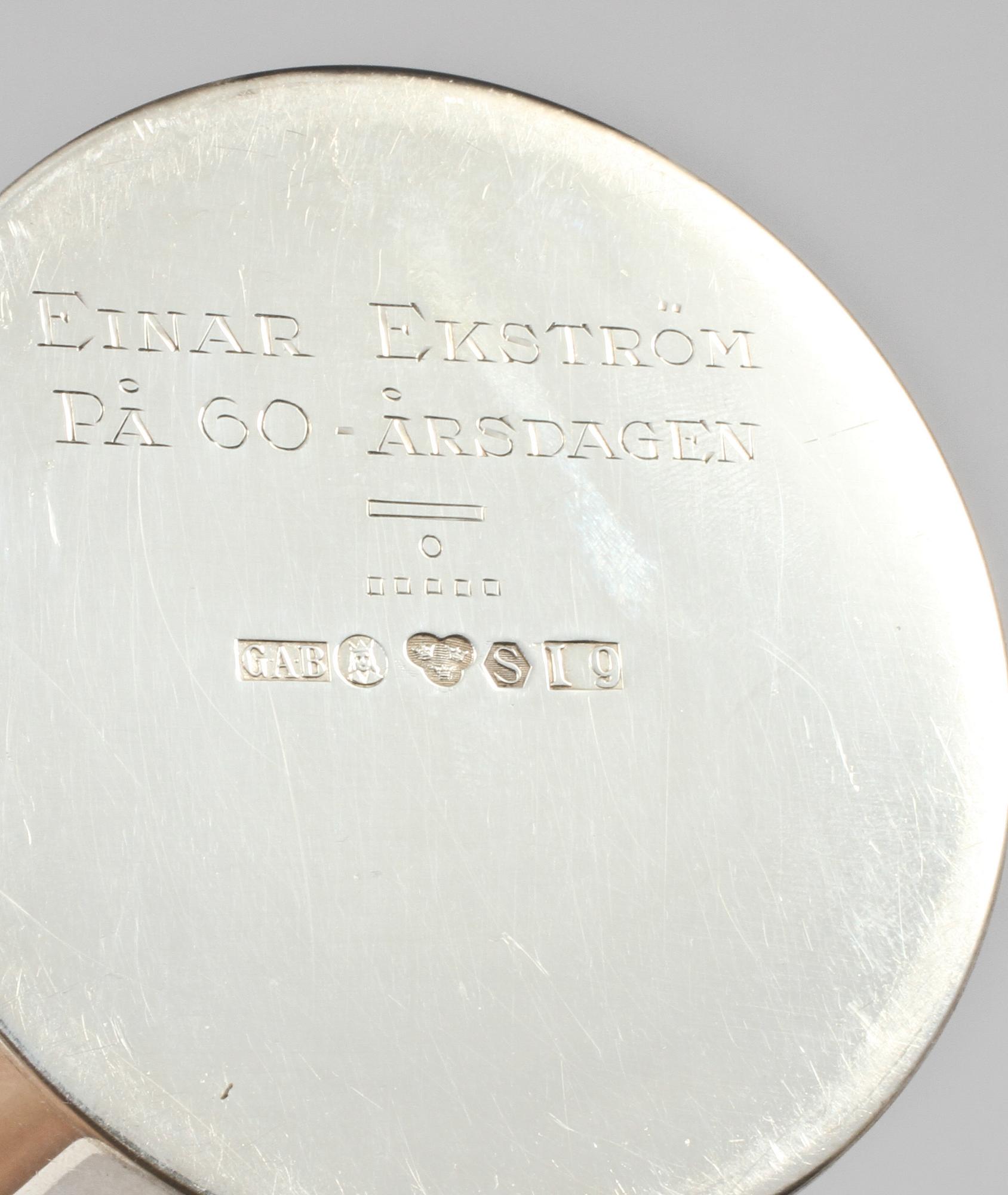 BÄGARE, silver, GAB, tockholm, 1959. Vikt 410 gram.