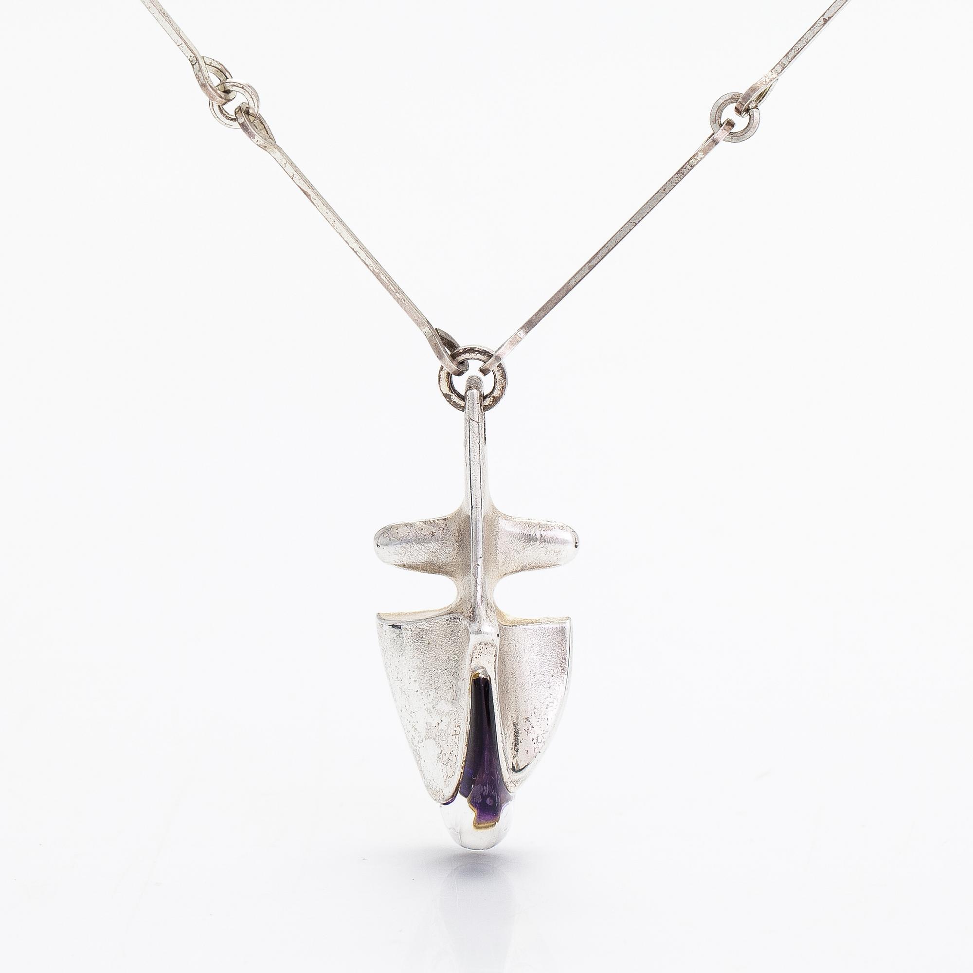 Björn Weckström, a sterling silver and acrylic nacklace 'Iguana' for Lapponia 1974.