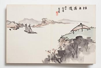 Album med akvareller av olika konstnärer, Japan, sen Meiji/tidig Taisho period.