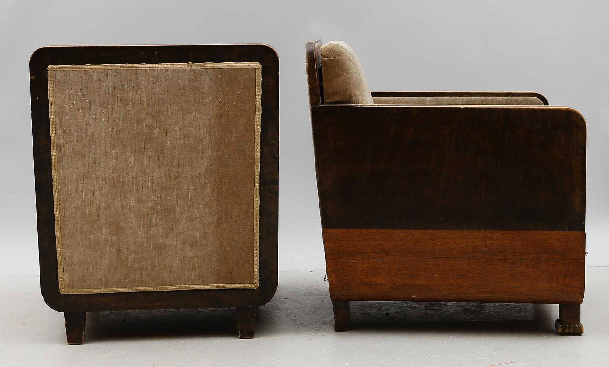 FÅTÖLJER, 1 par, 1900-talets första hälft.