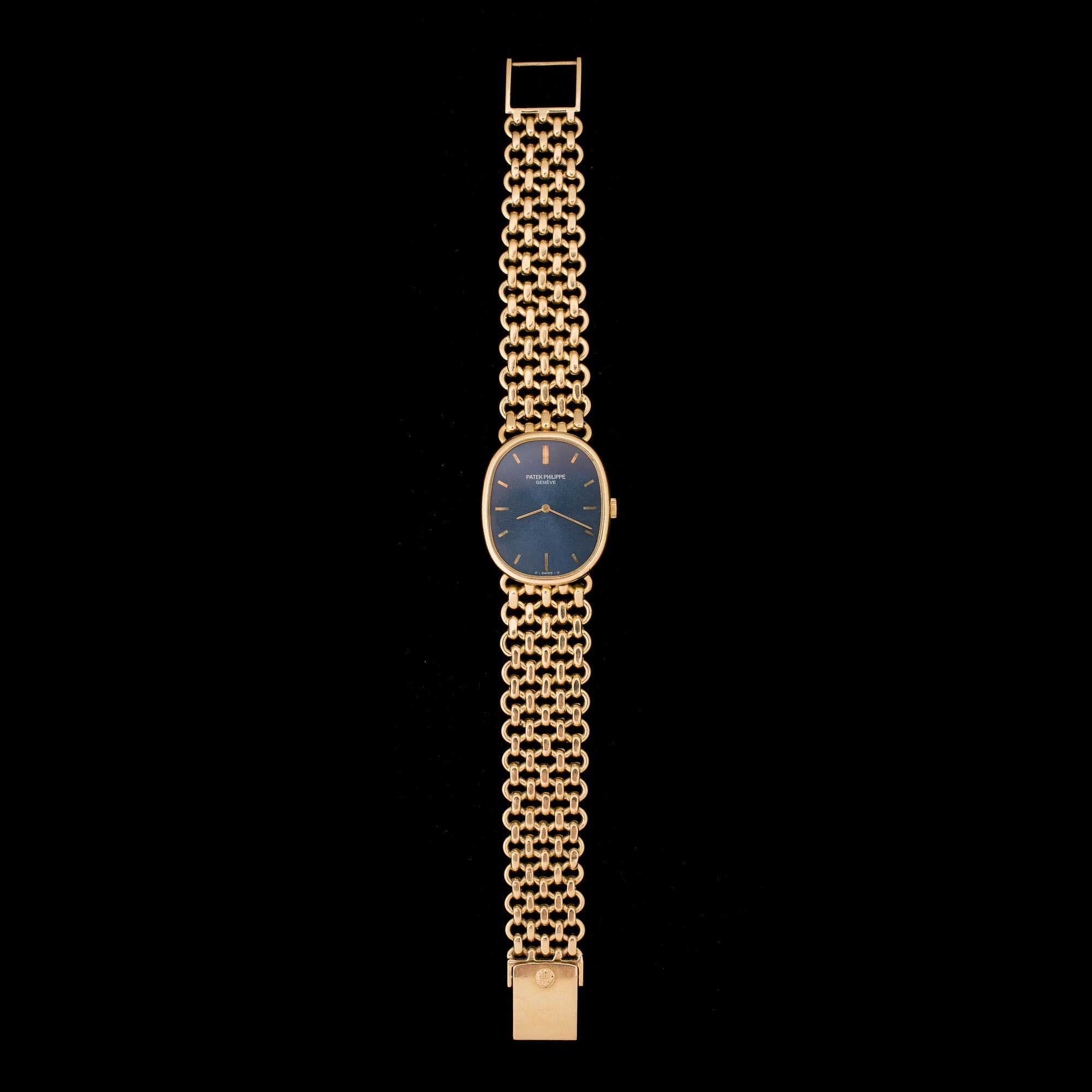 HERRARMBANDSUR, 18 k guld, "Golden Ellipse", Patek Philippe. Vikt ca 82 g.