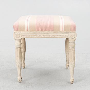 A late Gustavian stool by M- Lundberg (master in Stockholm 1775-1812).