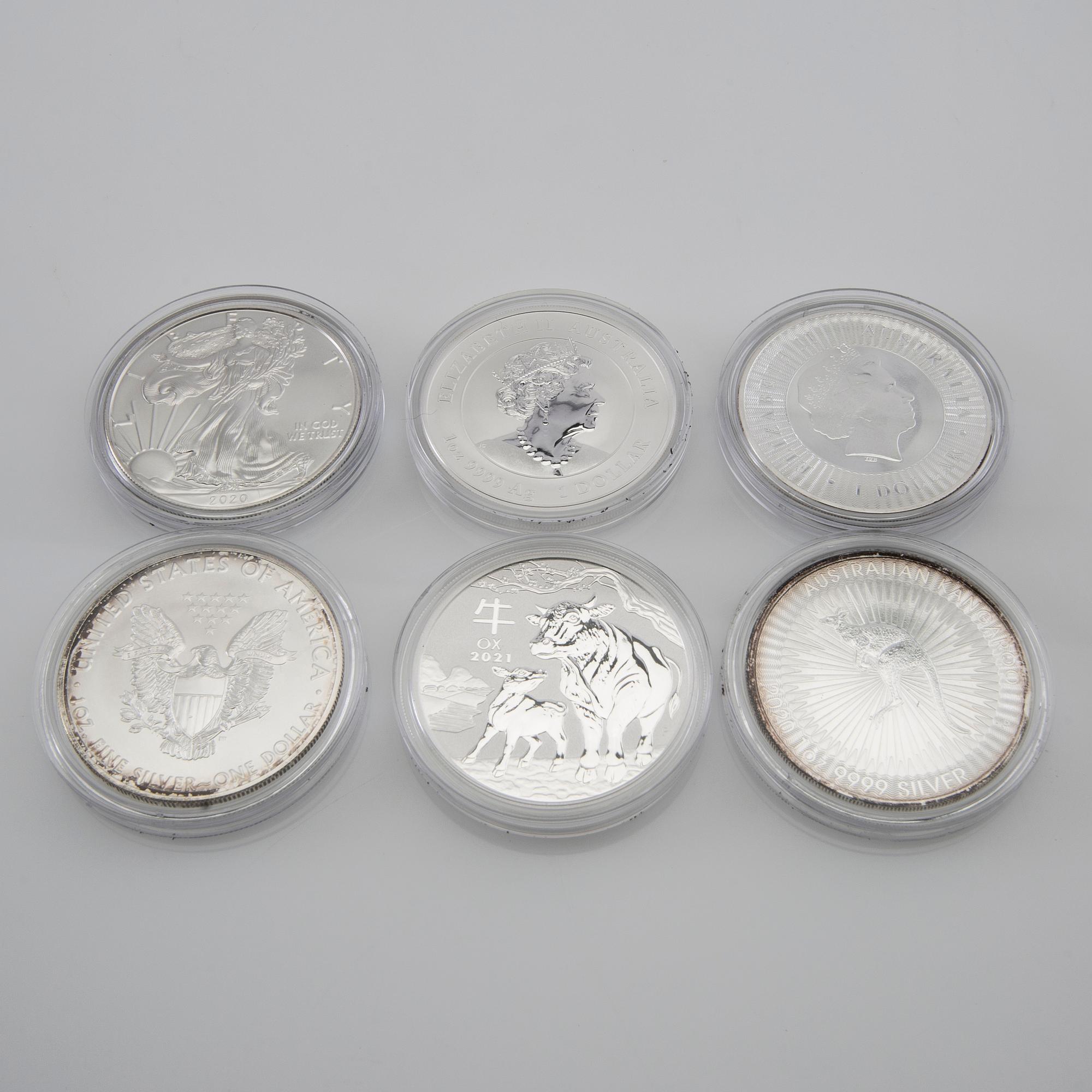14 pcs 1oz coins 999 silver.