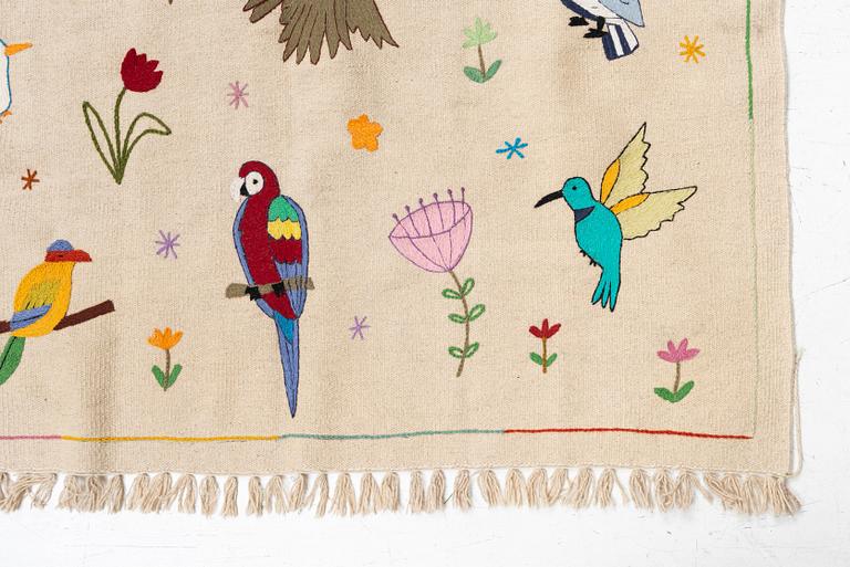 A hand-embroidered Kelim carpet, c. 200 x 145 cm.