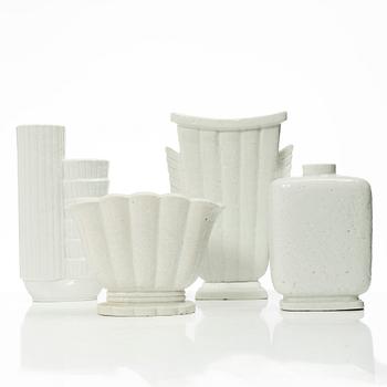 Gunnar Nylund, a set of four chamotte stoneware vases Rörstrand 1930s-40s.