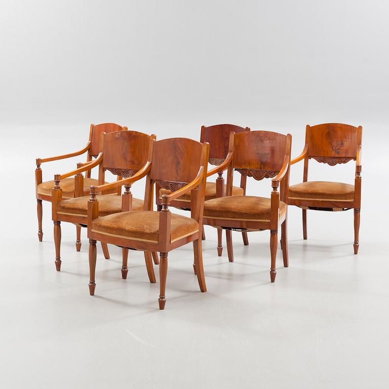 Six Finnish/Russian armchairs from the 19th century.