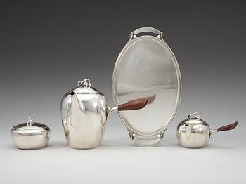 HARALD NIELSEN, kaffeservis samt bricka, Georg Jensen Köpenhamn 1933-44, sterling,