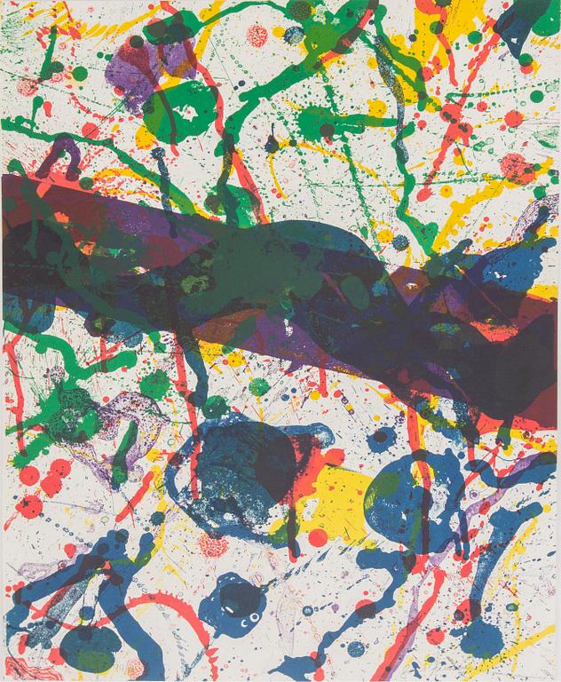 SAM FRANCIS, färglitografi, untitled ur "Poems dan le ciel", signerad och numrerad 94/100.