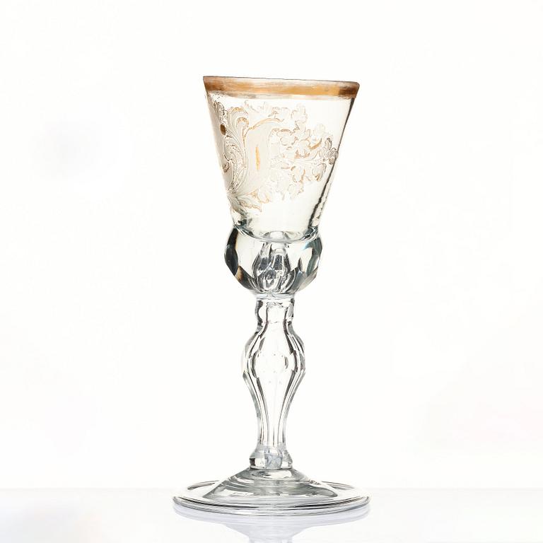 A Bohemian/Silesian engraved glass, 18th century.