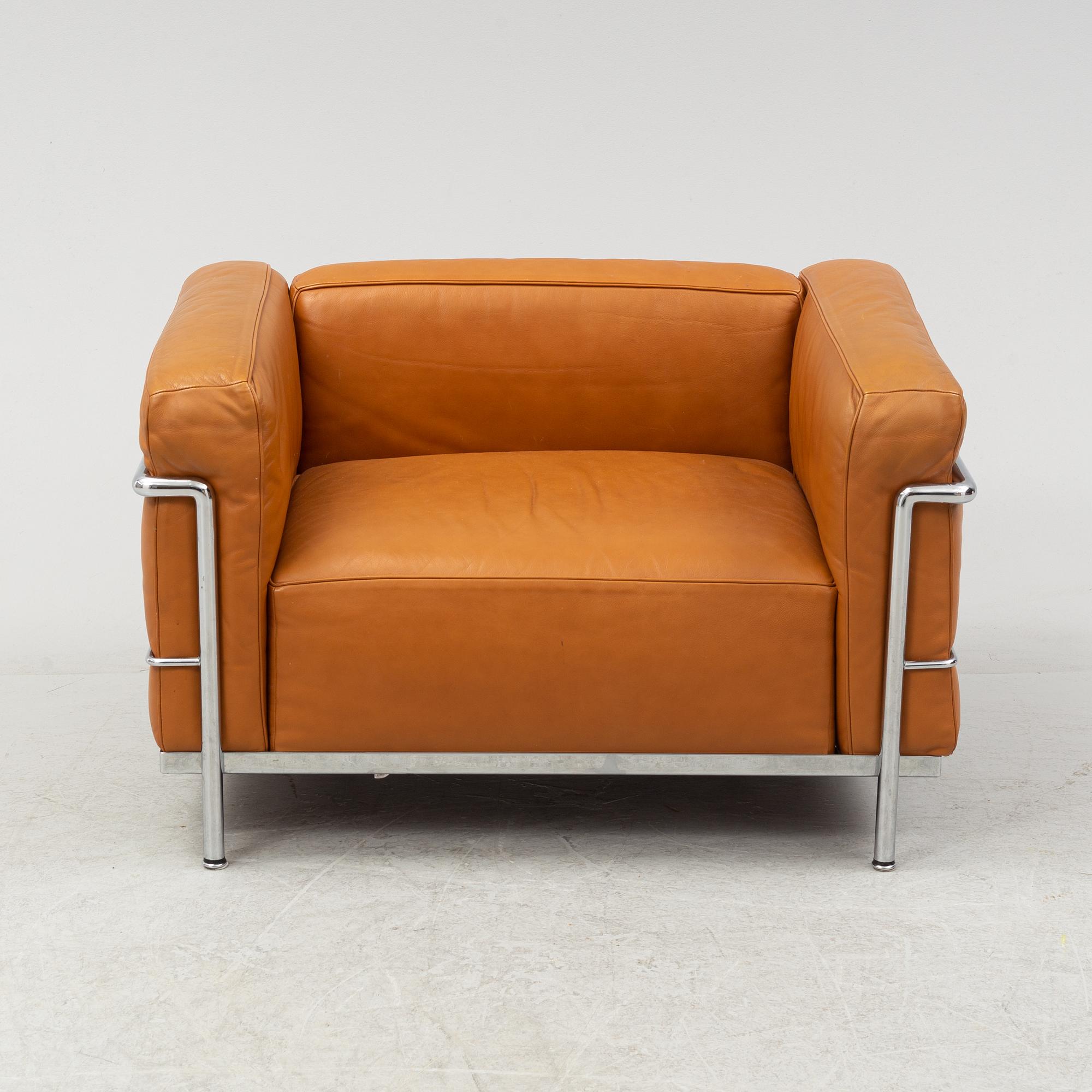A LC2 lounge chair by Le Corbusier, Pierre Jeanneret & Charlotte Perriand for Cassina.