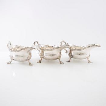 Sauceboats 3 pcs Louis XV style silver plate Mappin & Webb London first half of the 20th century.