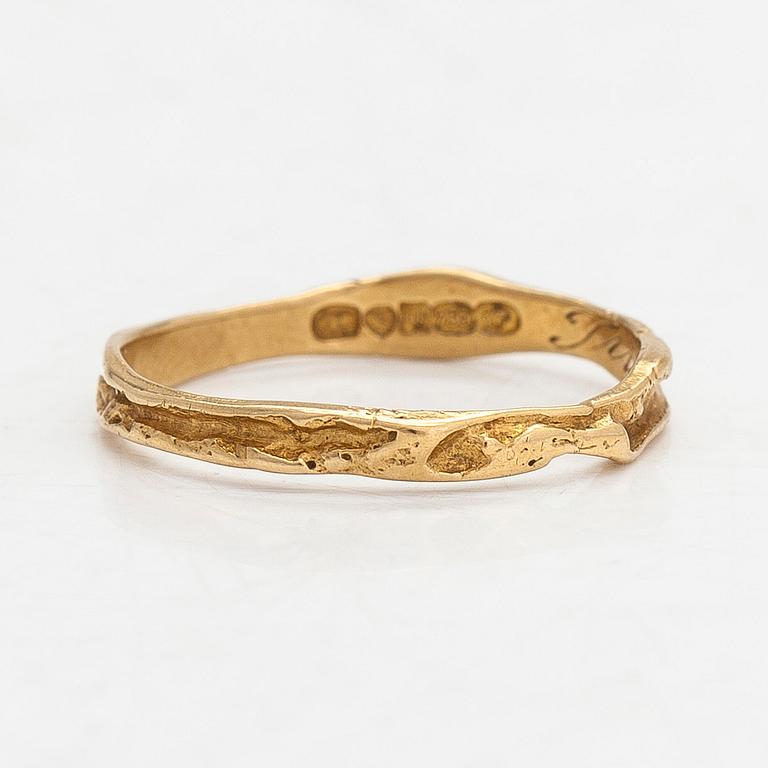 Björn Weckström, sormus, "Lapinkihla lukko", 18K kultaa, Lapponia 1976.