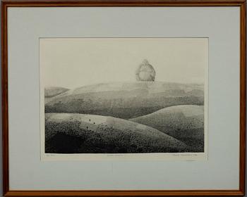 VÄINÖ ROUVINEN, akvatint, sign. och dat. 1970. Numr. T.P.l'a 8/30.