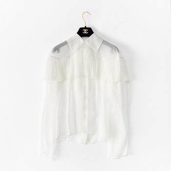Chanel, a white silk blouse, french size 34.