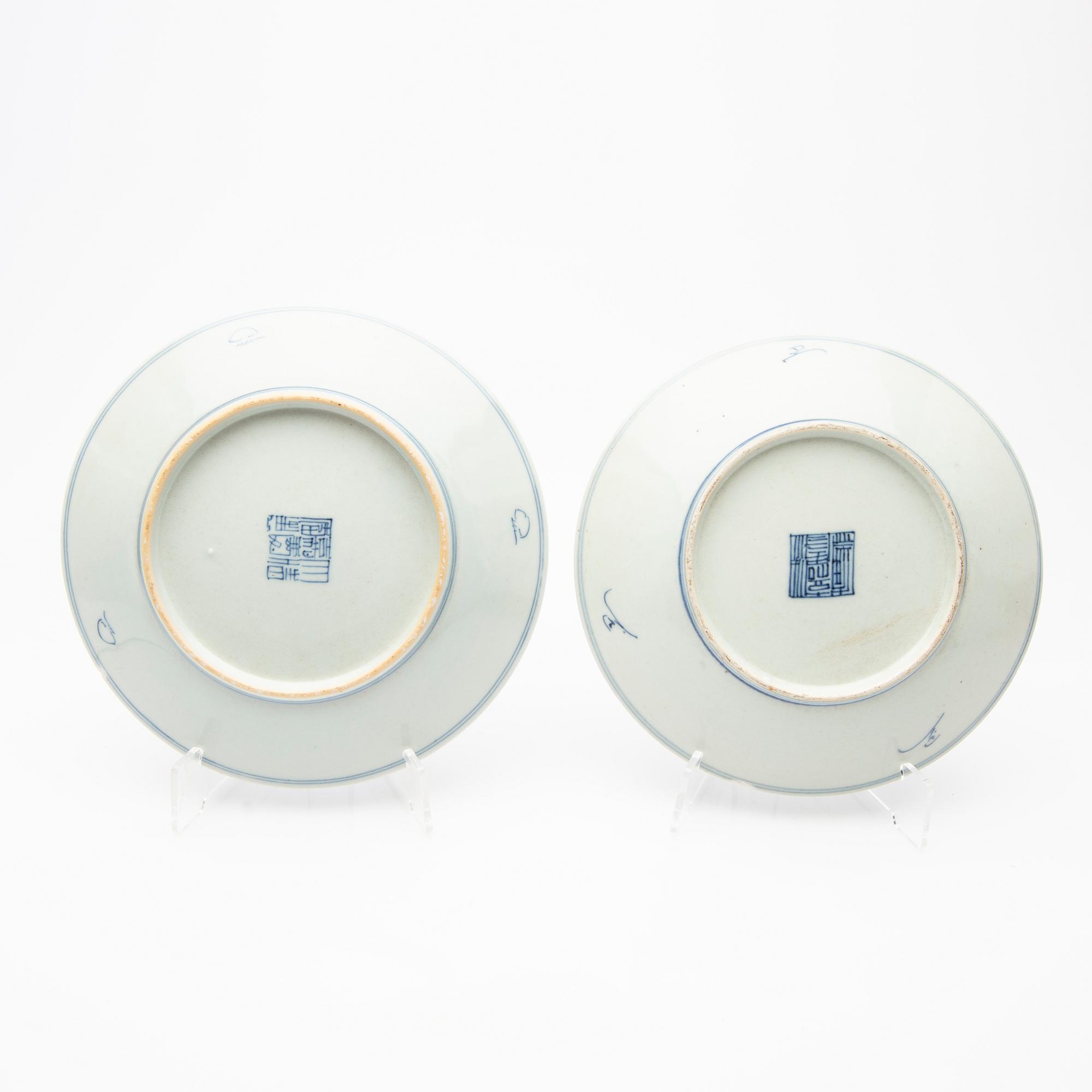 Plates, 4 + 6, China, 17th/18th century.