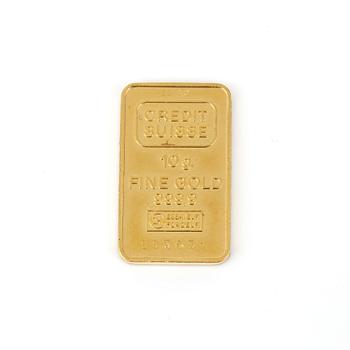 GULDTACKA, 23K guld, Credit Suisse. Vikt 10g.