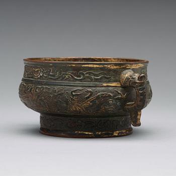 A gilt copper alloy censer, 17/18th Century.