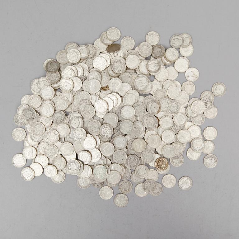 SAMLING SILVERMYNT, enkronor, Gustaf V, 1910-1941. Vikt ca 3000 gram.