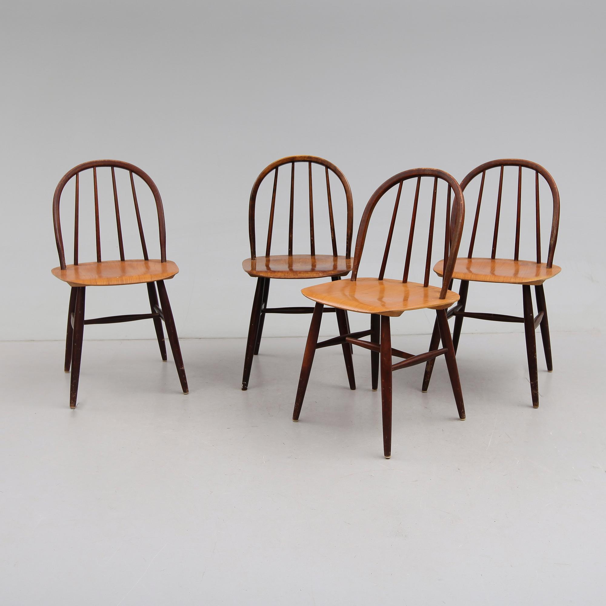 STOLAR, 4 st, etikettmärkta Fanett, Lennart Karlstorp,  Edsbyverken, 1900-talets mitt.