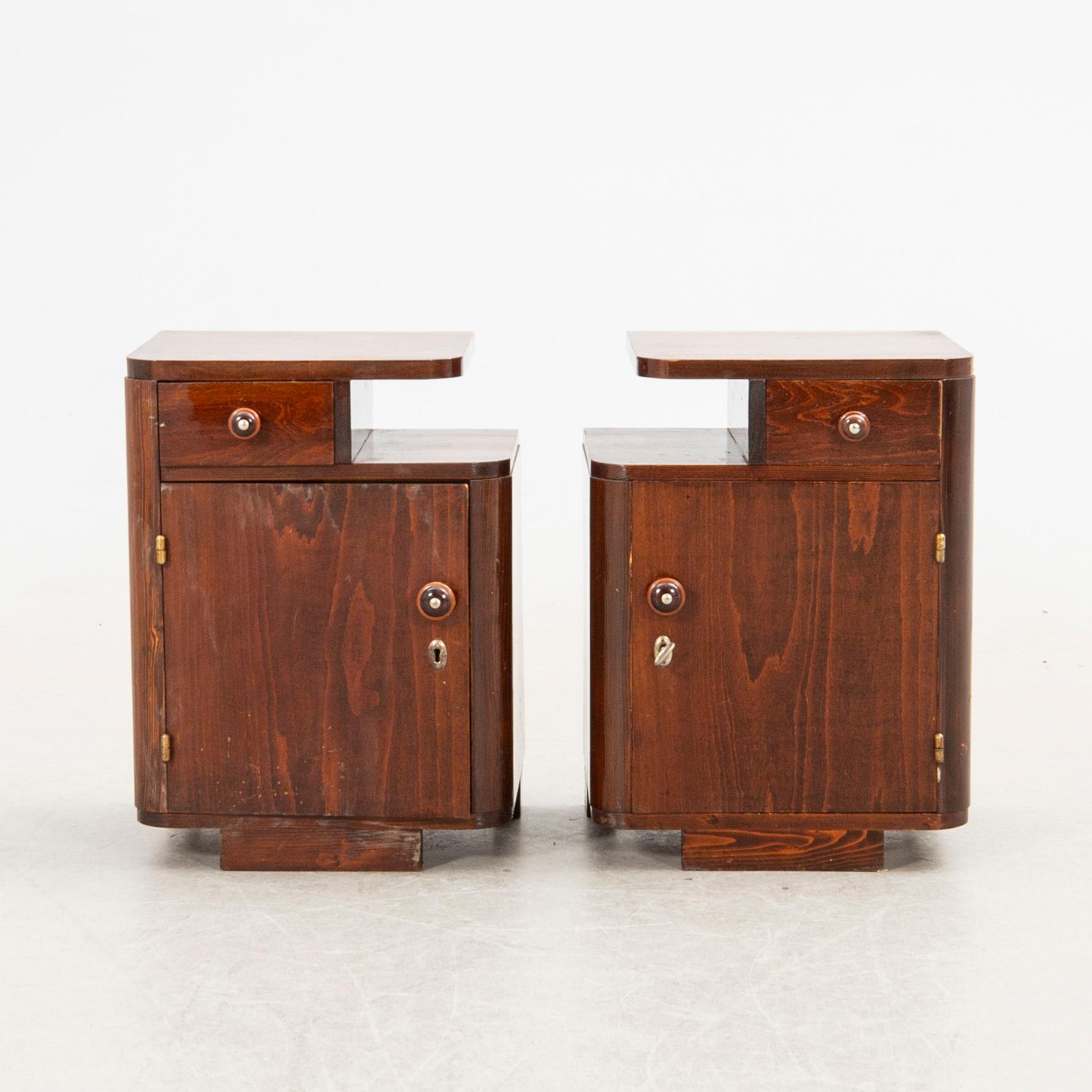 Nightstands, a pair, first half of the 20th century.