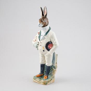 A German B&L Gesetzl Gesch Majolica Hare Decanter, circa 1900.