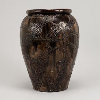 Thorvald Bindesbøll, a glazed earthenware floor vase, Valby, Copenhagen 1893.