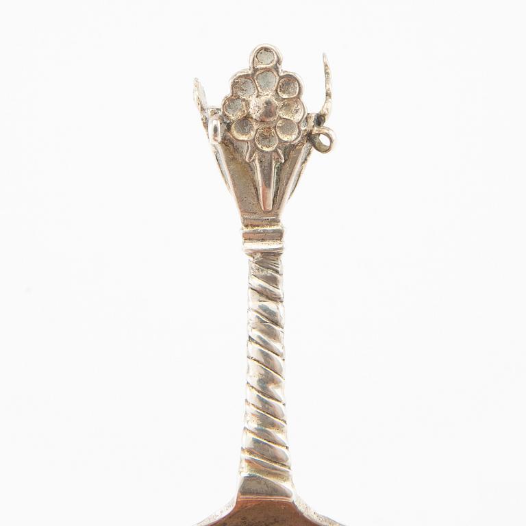 Silver spoon, possibly by Benedict Stechau, active in Karlskrona between 1705 and 1712.