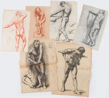 Santeri Salokivi, Artist's portfolio containing six studies of Male Nudes.