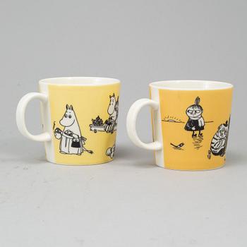Two Moomin Characters porcelain mugs from Arabia, Finland, 1990-96.