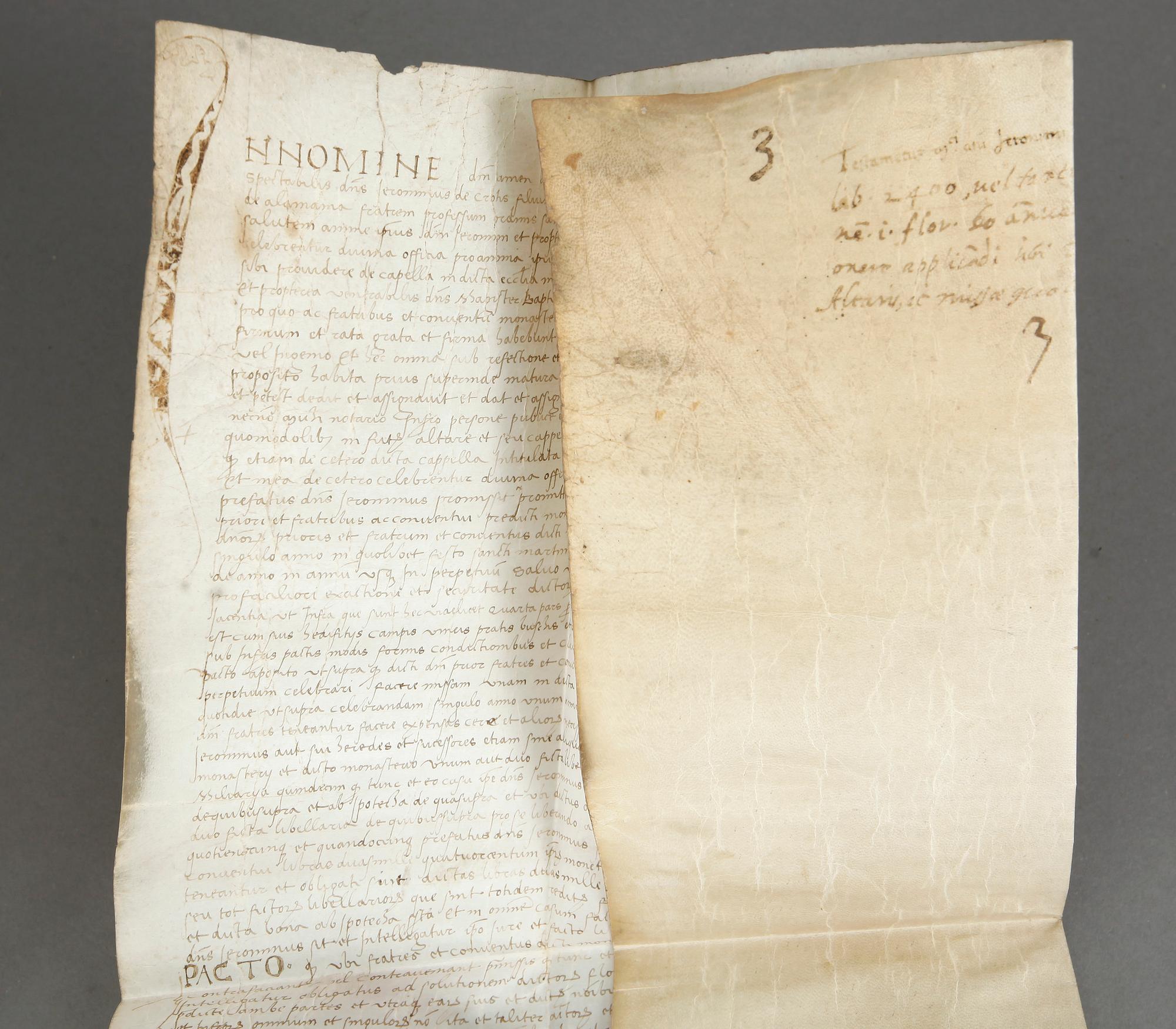 PERGAMENTDOKUMENT, testamente, daterat 1498.